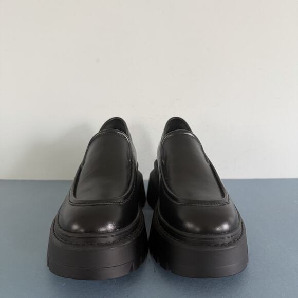 Michael Kors Shiloh Black Leather Chunky Lug Sole Platform Loafers - Picture 3 of 10